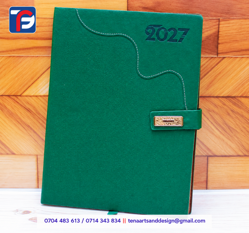 A4 T20 executive diary in blue, brown, black, red, grey and green, branded with your logo, Kenya