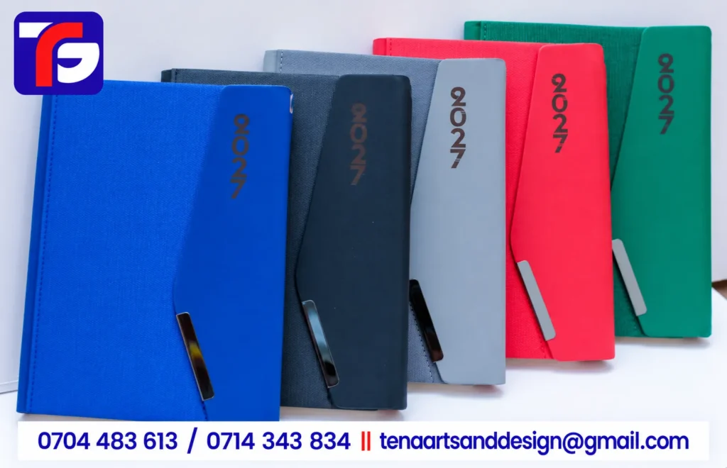 A5 T110 executive diary in red, green, grey, black and blue, branded with your logo, Kenya