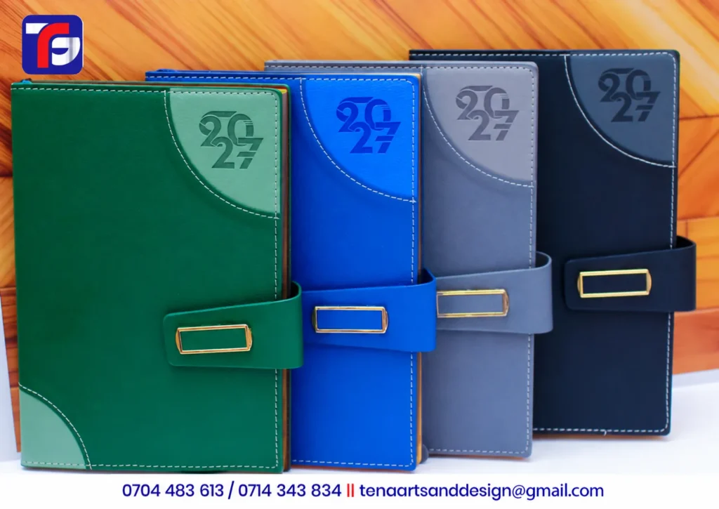 A5 T120 executive diary in blue, green, black and grey, branded with your logo, Kenya