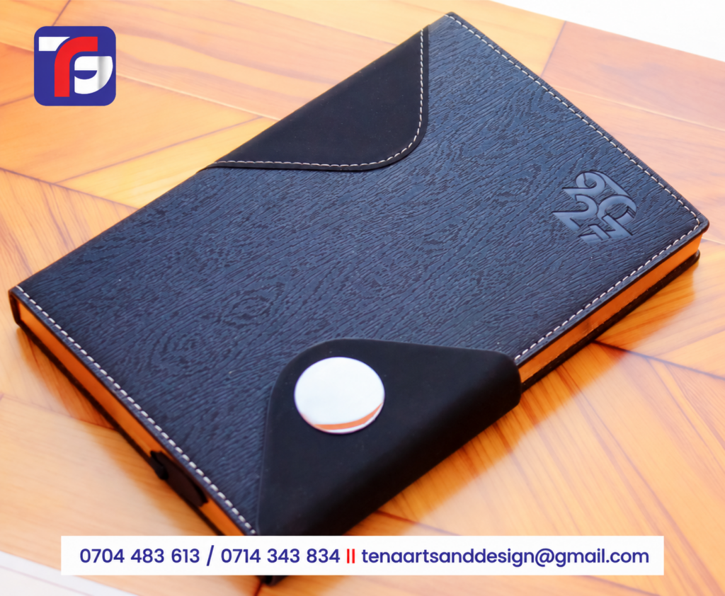 A5 T20 executive diary in brown, black, grey, blue and green, branded with your logo, Kenya