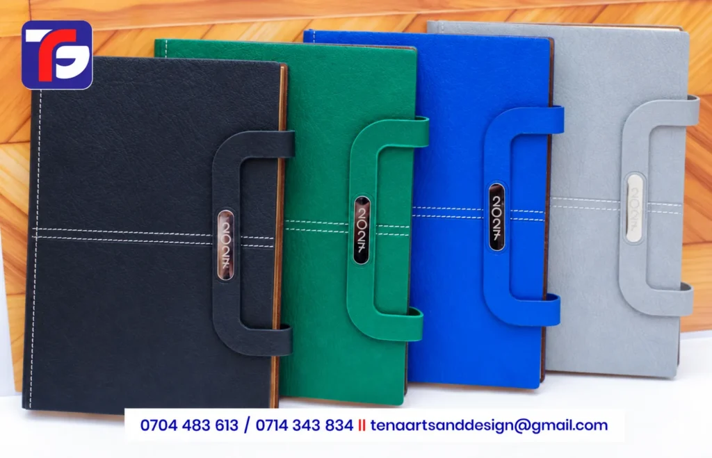 A5 T70 executive diary in black, grey, green and blue, branded with your logo, Kenya.