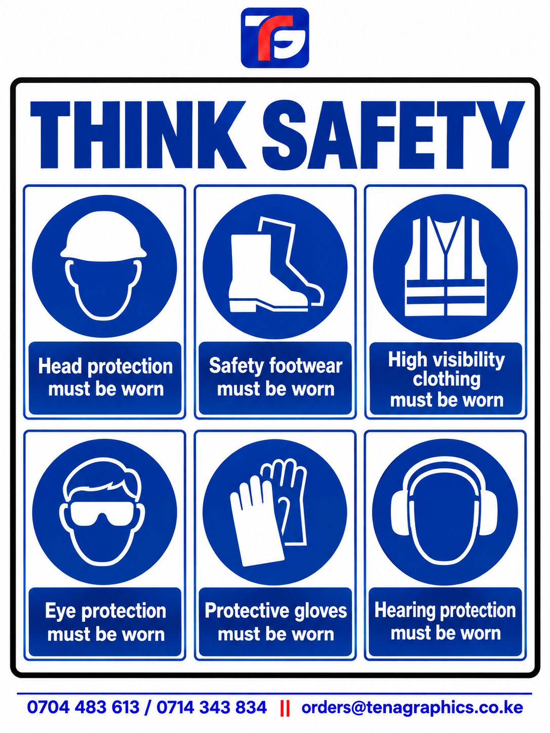 Weatherproof ppe safety signage kenya mounted on aluminum composite material for site safety compliance