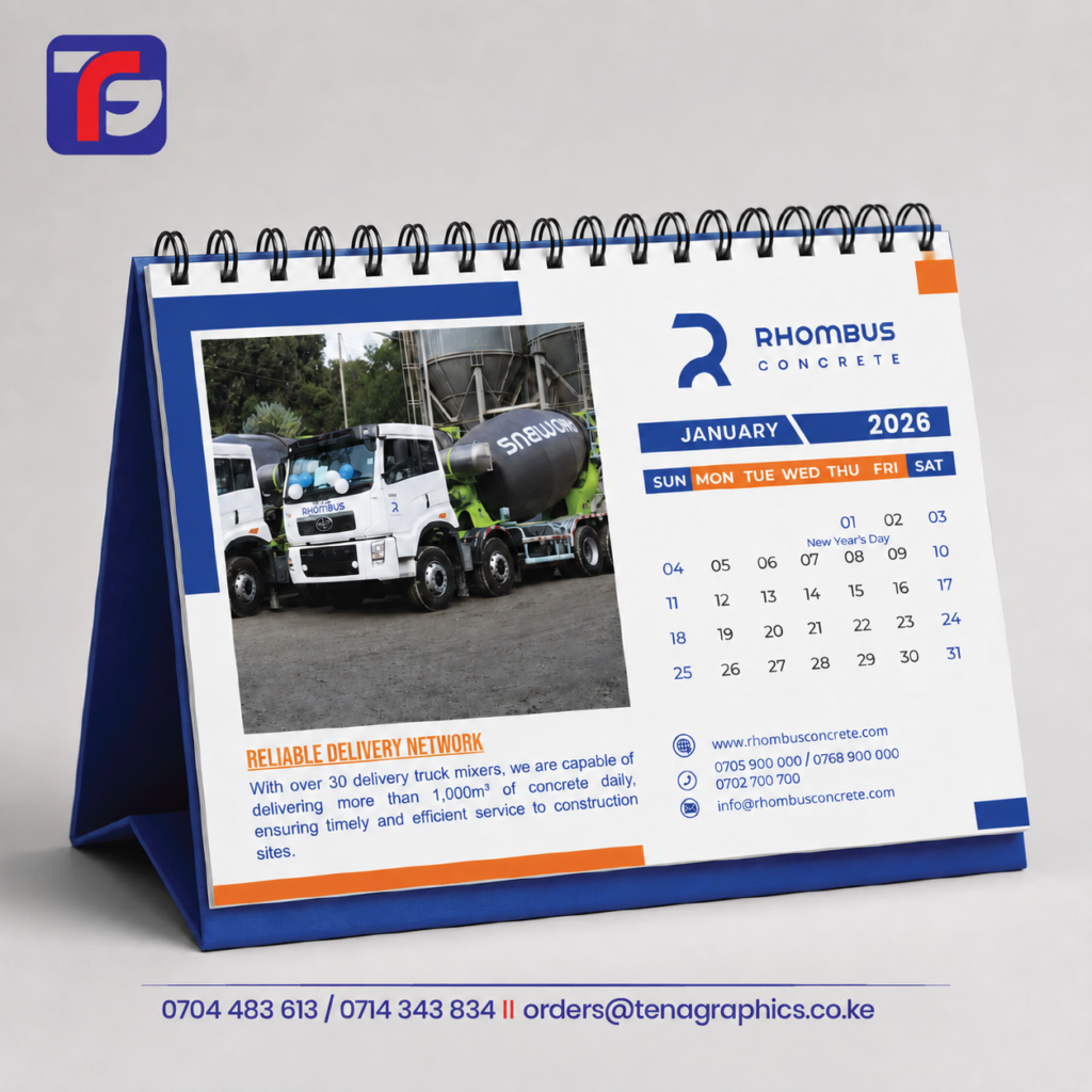 A5 2027 desk calendar printing in Kenya by Tena Graphics